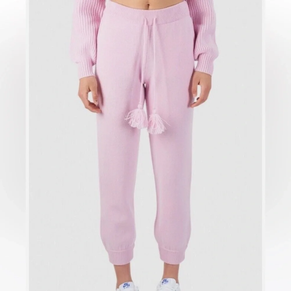 NWT Love Shack Fancy Tristan Pink Knit Sweat Pants/Joggers. Size XS. Cashmere. - Picture 5 of 15